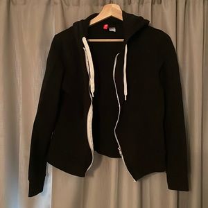 Vintage h&m divided black zip up crop hoodie